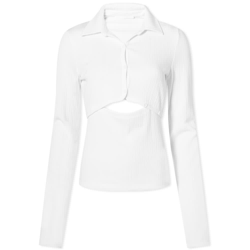 

Топ Helmut Lang Long Sleeve Ribbed Polo Top