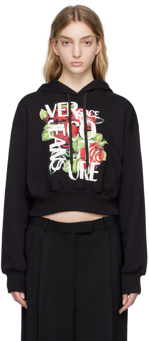 

Черный худи с рисунком Versace Jeans Couture