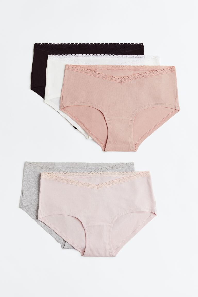

MAMA 5 пар хипстерских трусов H&M, черный/белый/старая роза