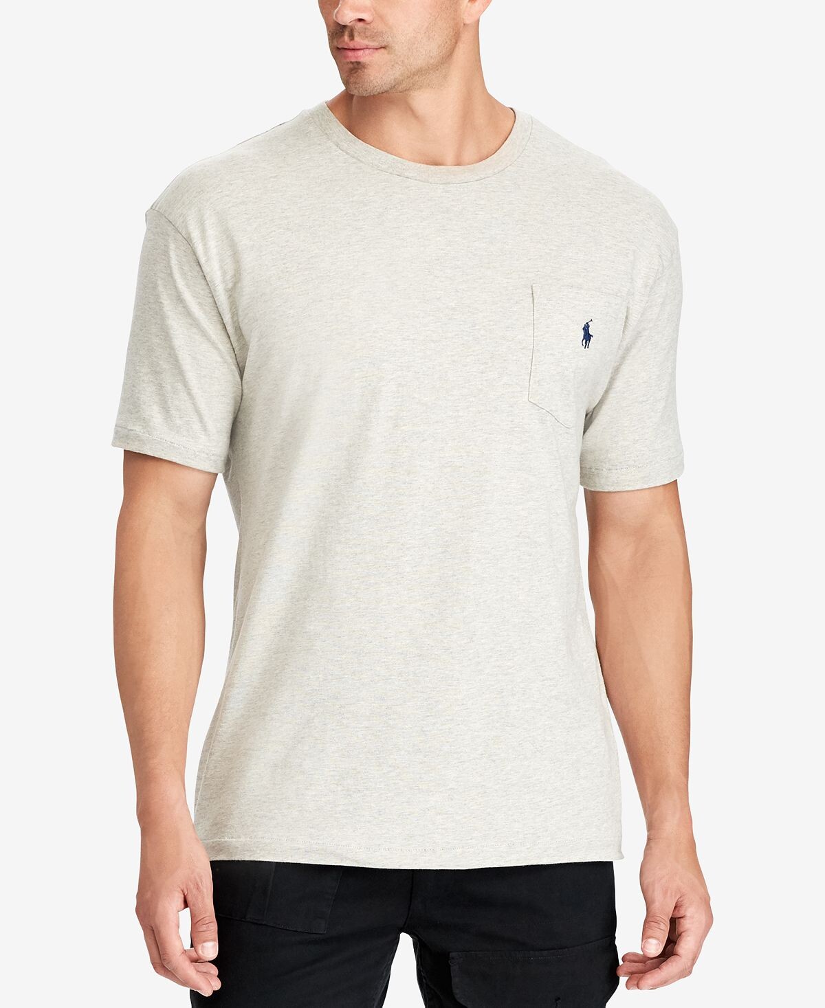 

Мужская большая и высокая футболка с круглым вырезом и карманами Polo Ralph Lauren, мульти, Серый