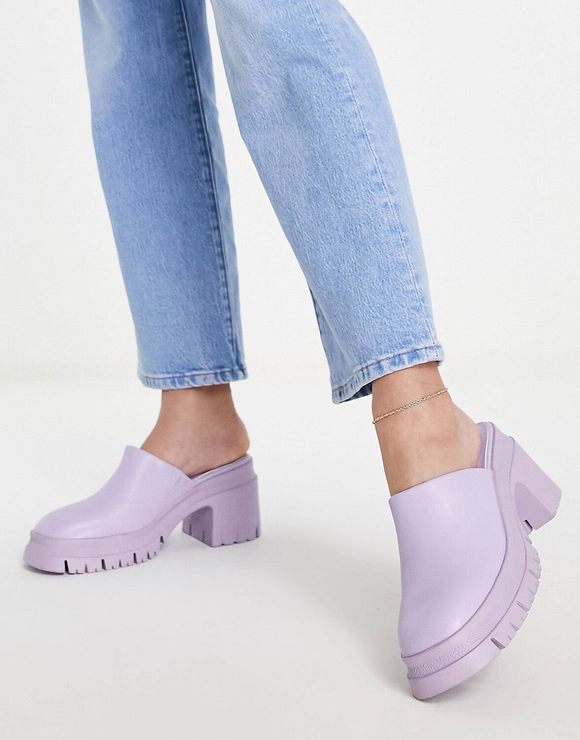 

Сиреневые массивные мюли на среднем каблуке ASOS DESIGN Shake