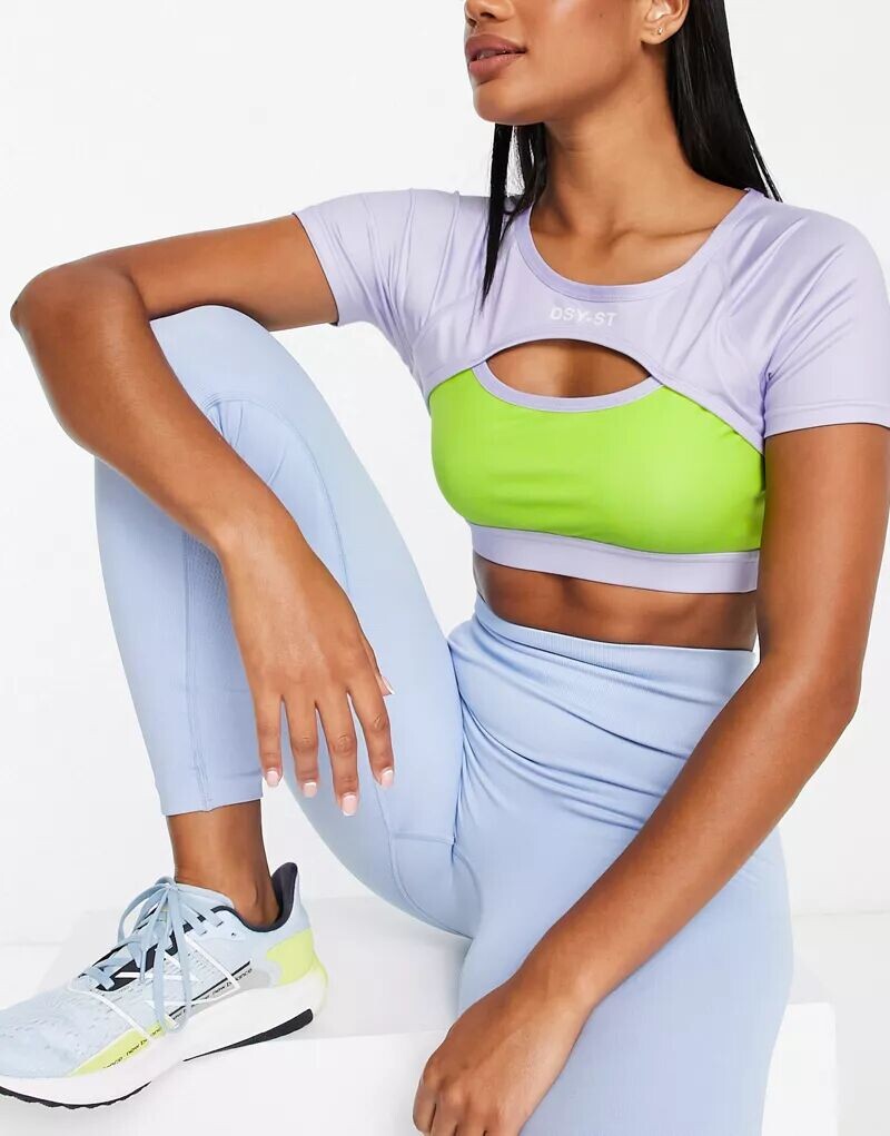 

Укороченный топ с вырезом Daisy Street Active сиреневого и зеленого цвета