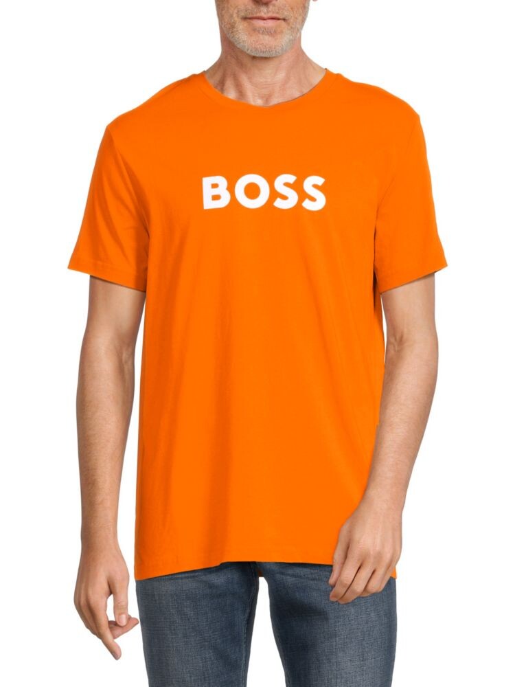 

Футболка с круглым вырезом и логотипом Boss, оранжевый