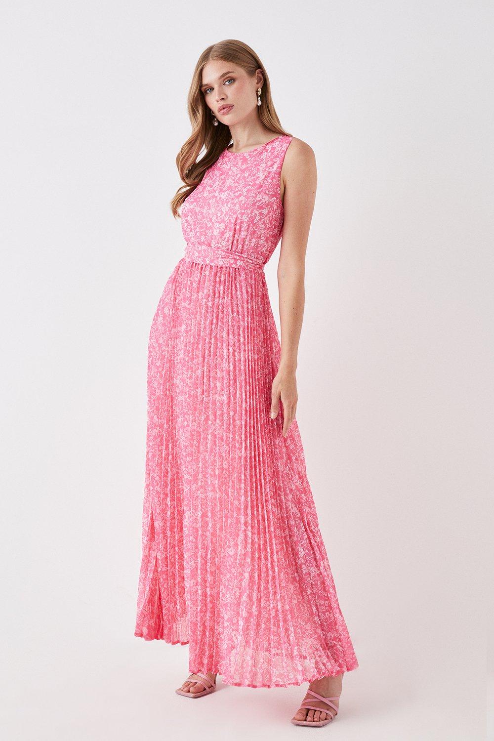 Платье макси с плиссированной юбкой и поясом Coast, розовый