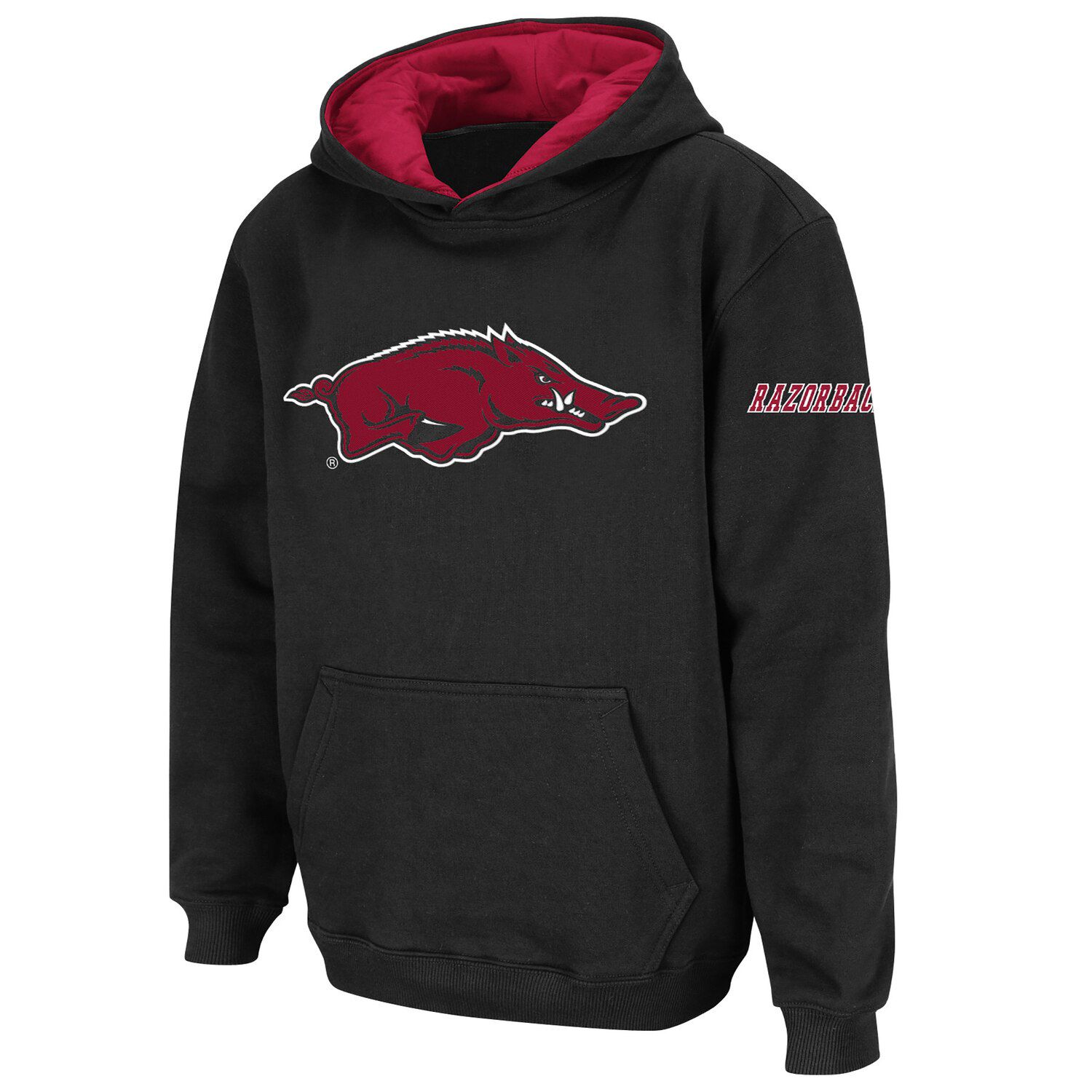 цена Черный пуловер с капюшоном и большим логотипом Youth Stadium Athletic Arkansas Razorbacks Unbranded
