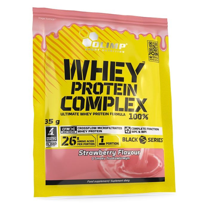 Протеиновая добавка Olimp Whey Protein Complex 100% Truskawka, 35 g концентрат сывороточного белка wpc 75 flavored 1000 грамм шоколад