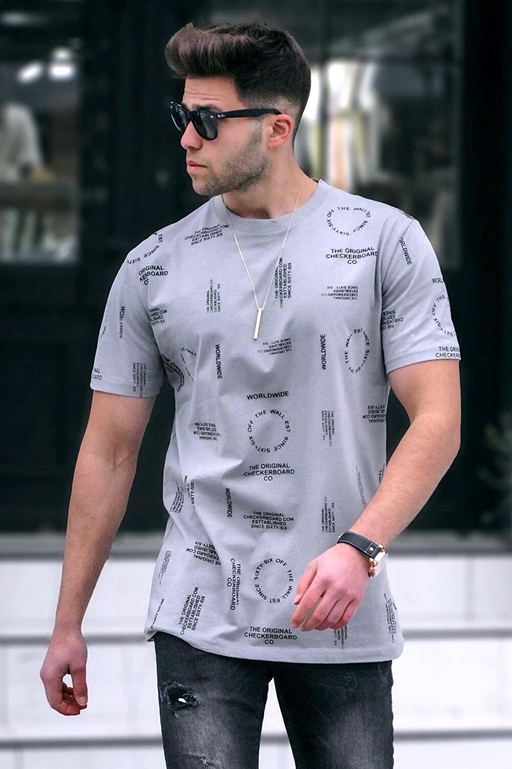 

Серая футболка Printed Dyed 5388 MADMEXT, Серый