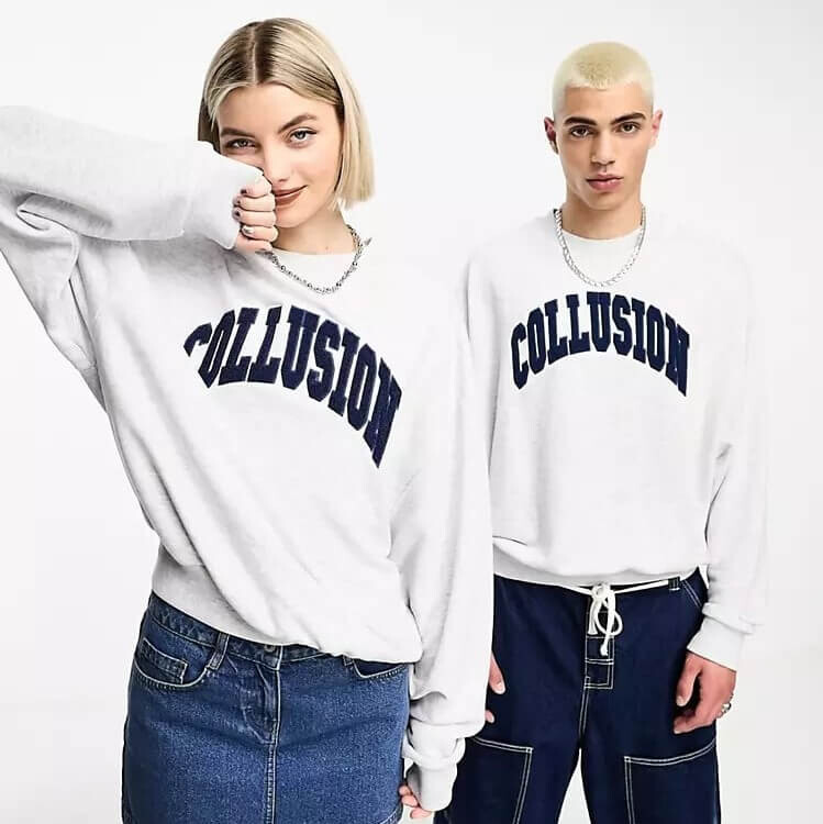 

Свитшот Collusion Unisex Varsity Embroidered, серый