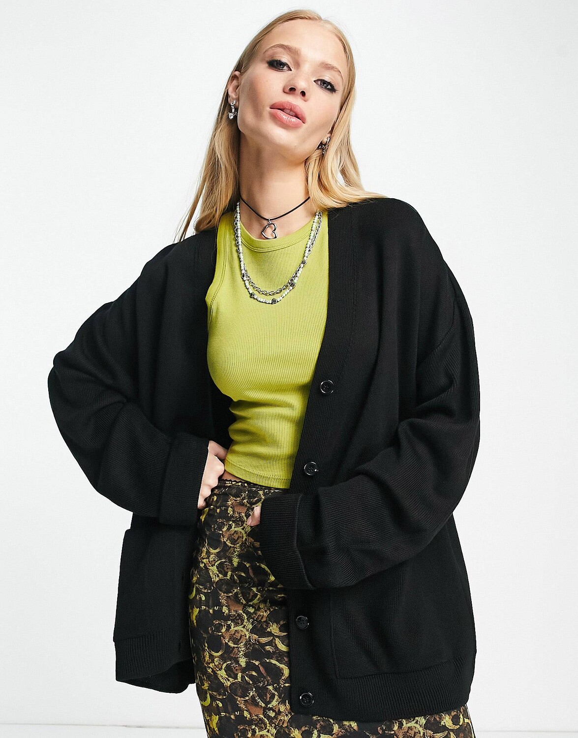 

Черный трикотажный кардиган Topshop