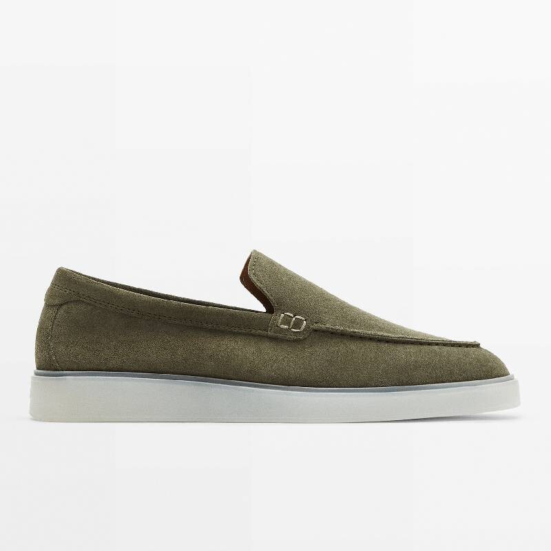 

Мокасины Massimo Dutti Split Suede Translucent Sole, зеленый