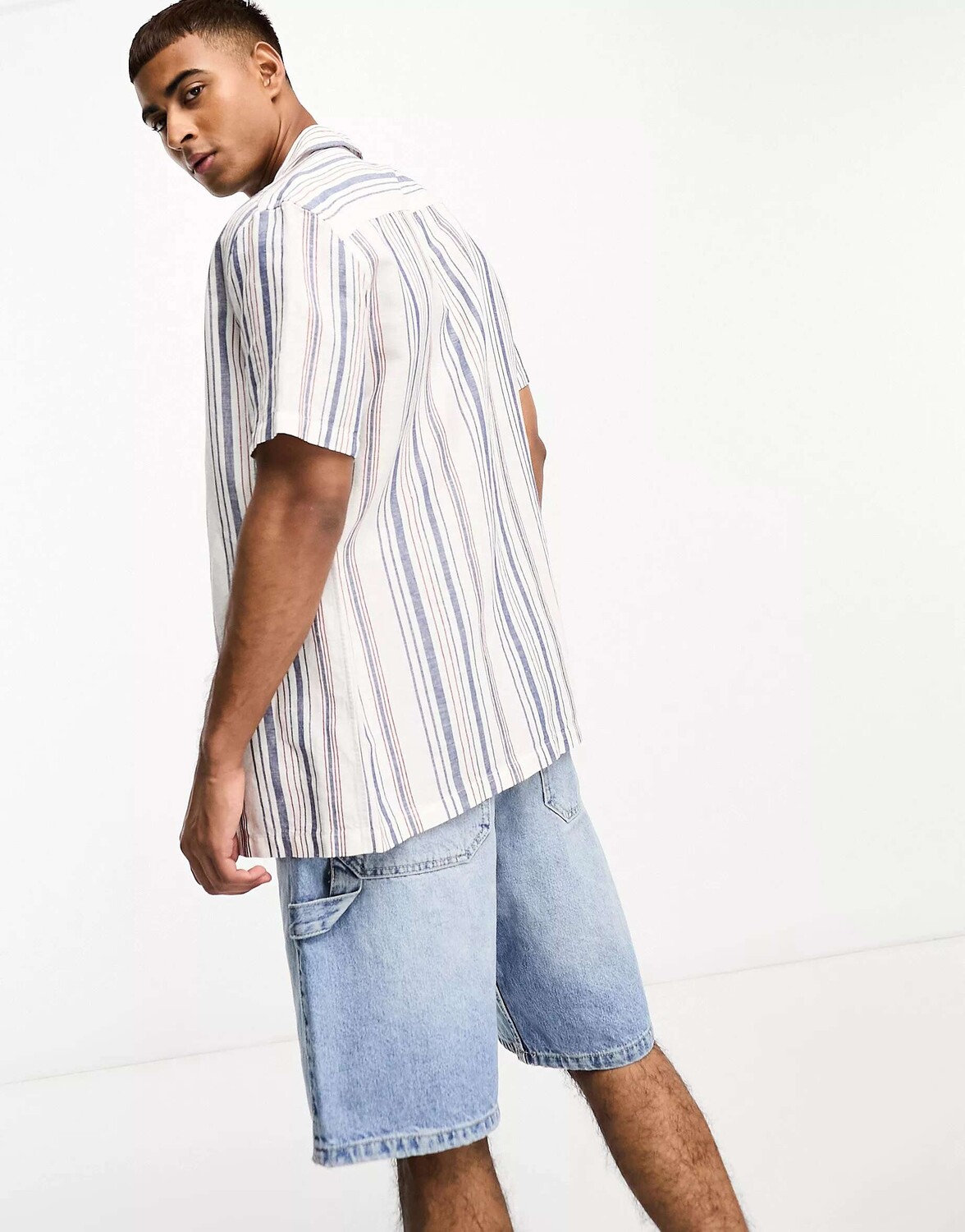 

Льняная рубашка в полоску ASOS revere