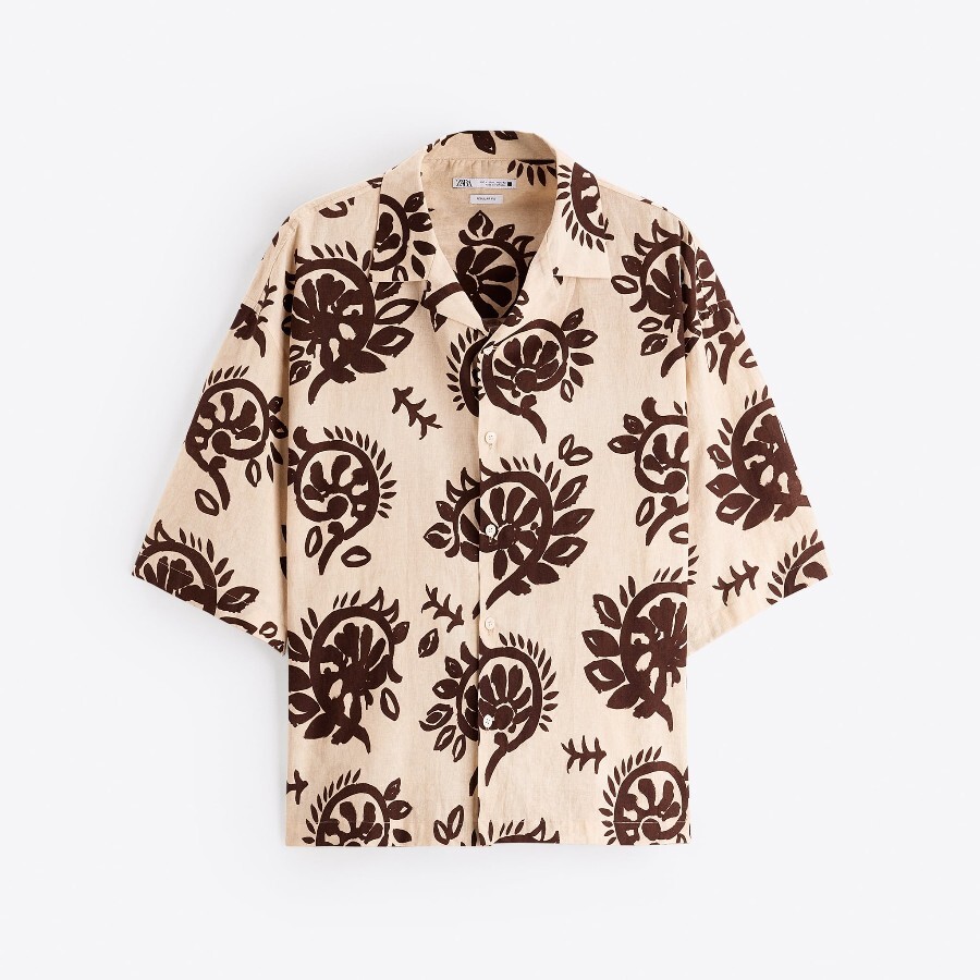 

Рубашка Zara Paisley Print, песочный/коричневый