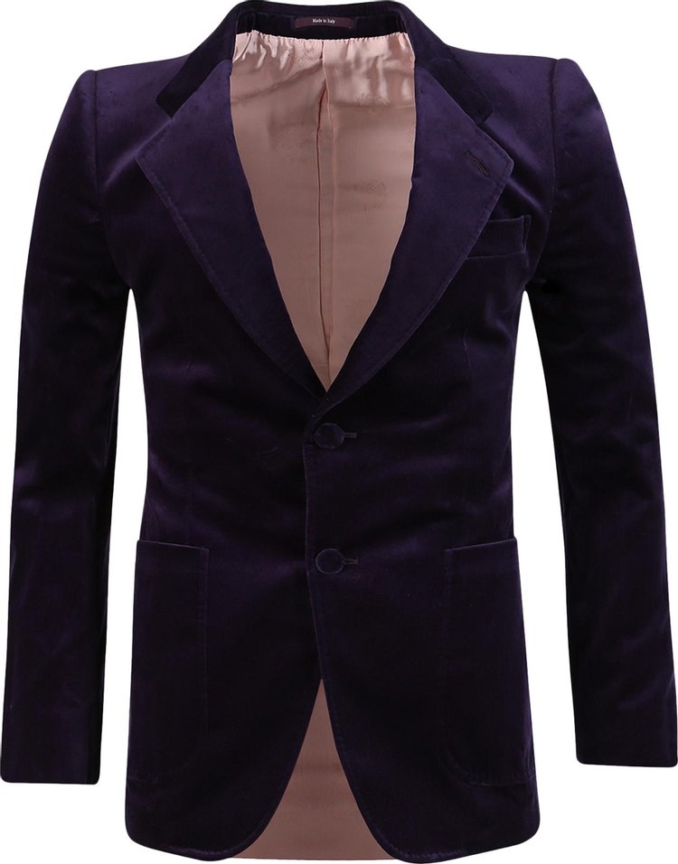 цена Блейзер Gucci Velvet Blazer 'Dark Purple', фиолетовый