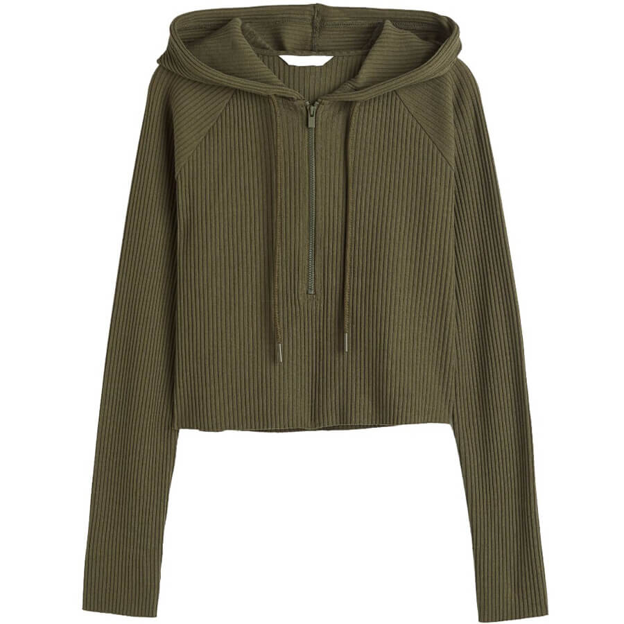 

Худи H&M Crop, темно-зеленый хаки