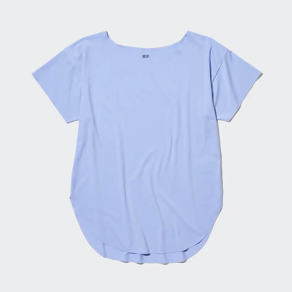 

Футболка Uniqlo Airism Seamless Boat Neck, голубой