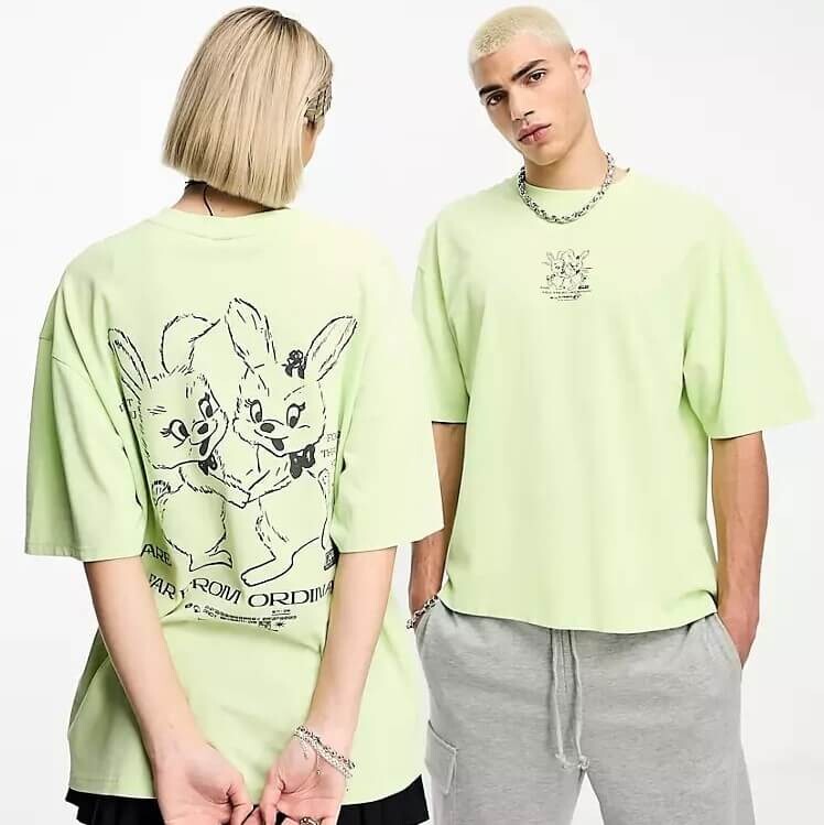 

Футболка Сollusion Unisex Pique Bunny Back Print, светло-зеленый