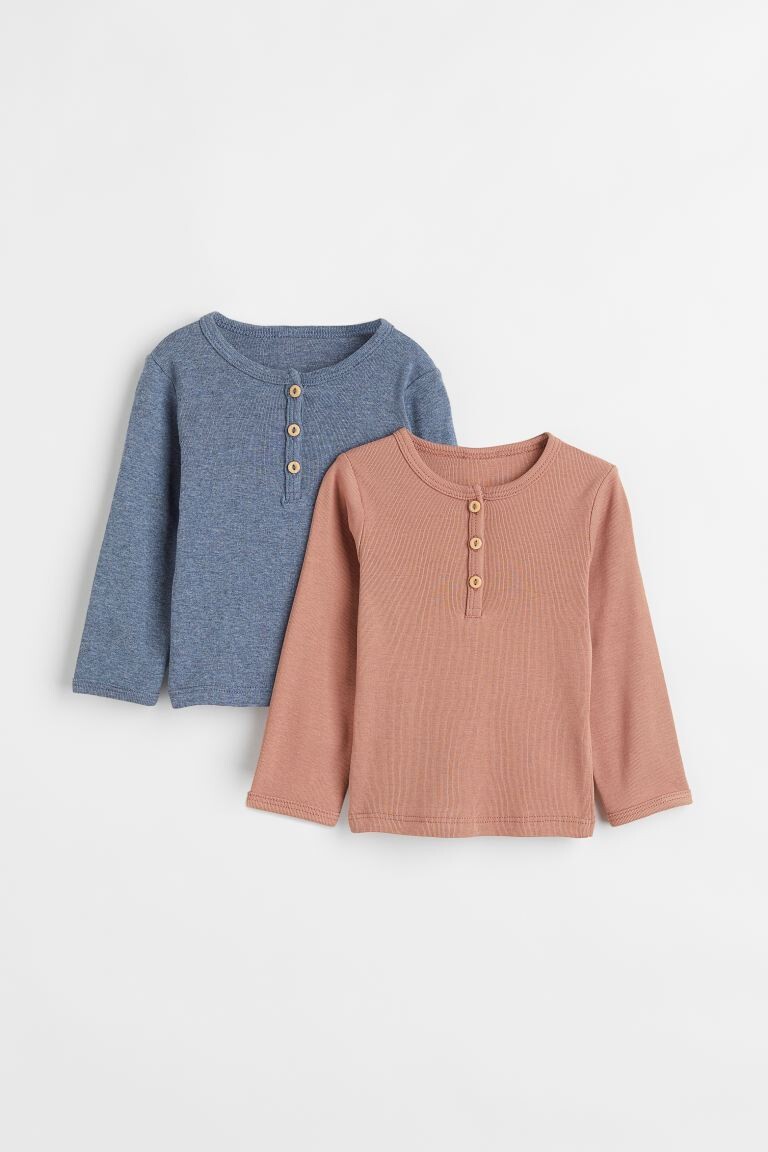 

Футболка Henley, 2 шт. H&M, темно-бежевый/синий