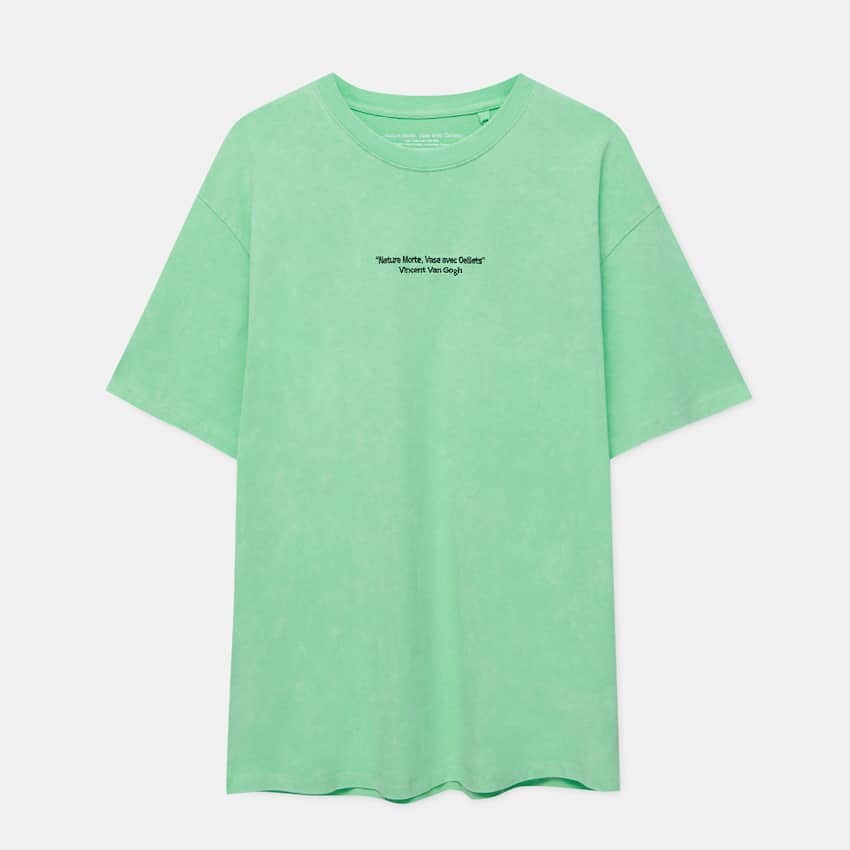 

Футболка Pull&Bear Vincent Van Gogh Slogan, светло-зеленый