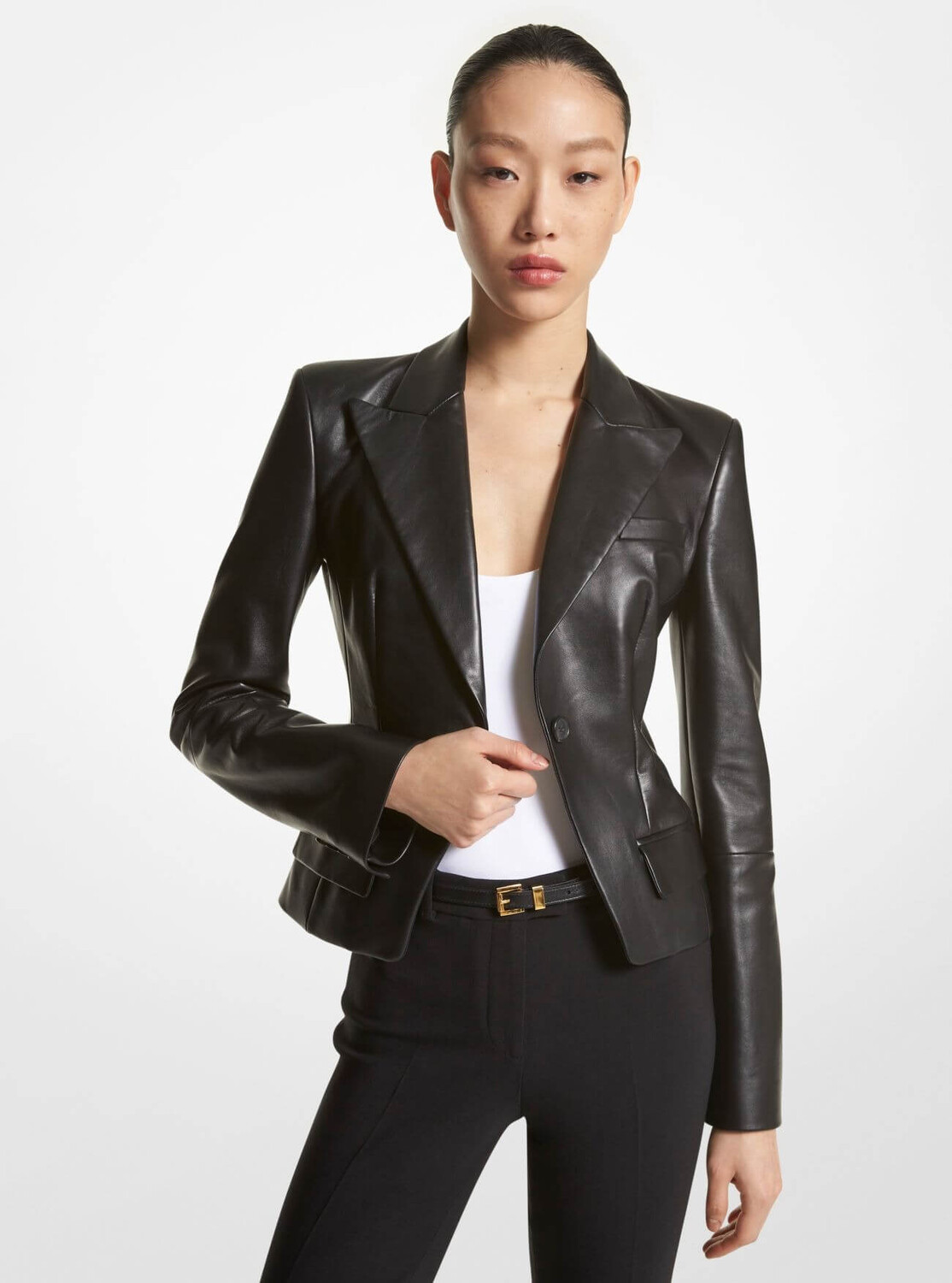 

Блейзер Michael Kors Plonge Leather, черный