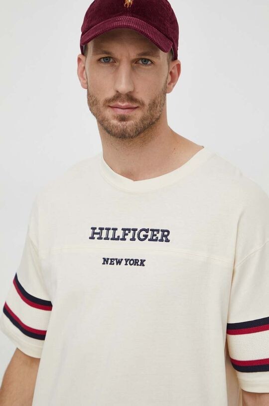 

Хлопковая футболка Tommy Hilfiger, бежевый
