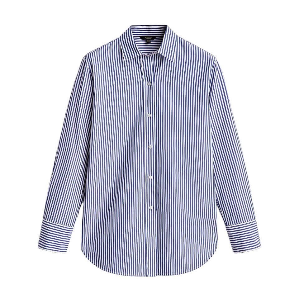 

Рубашка Massimo Dutti Striped Cotton Poplin, темно-синий