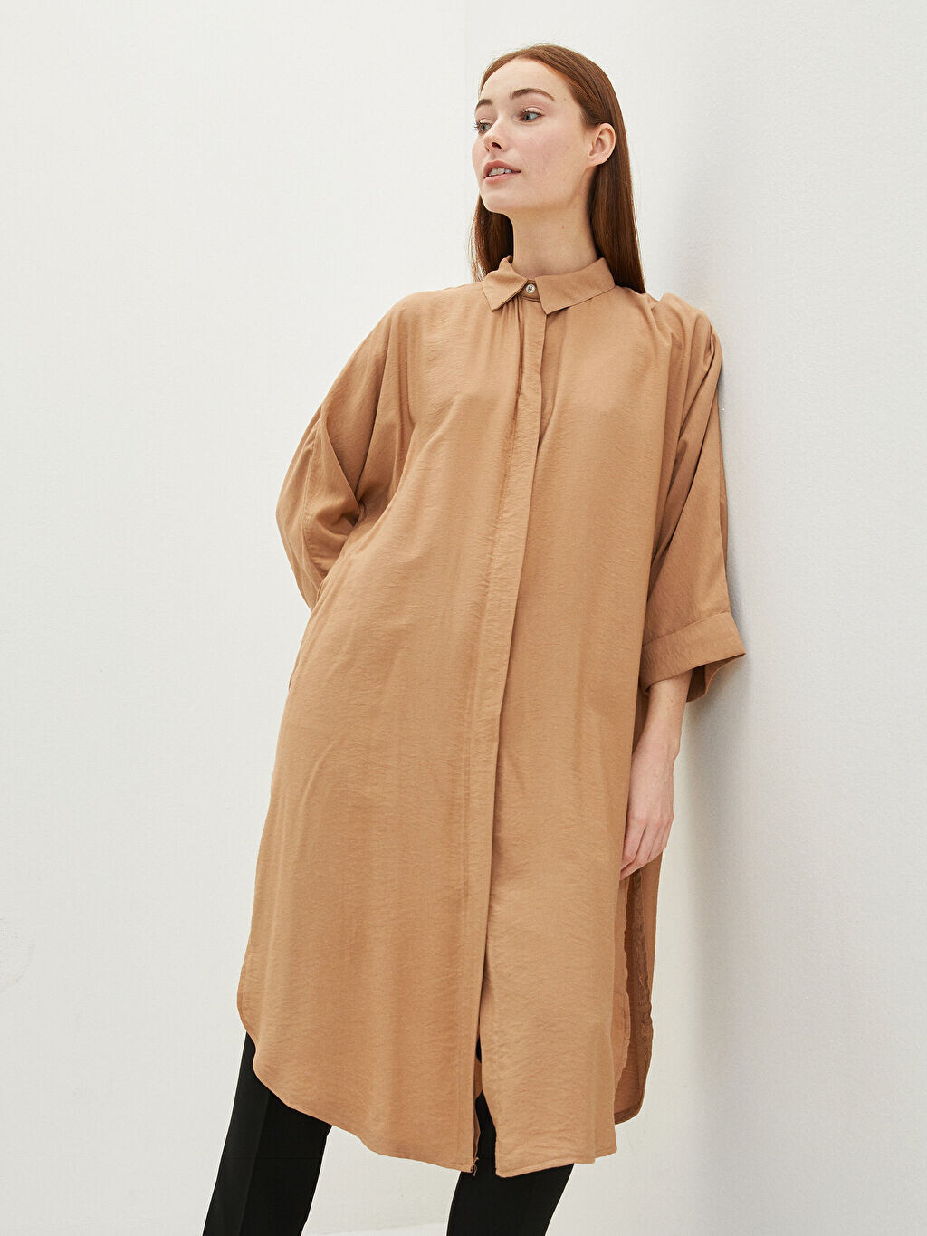 

Женская туника с прямым воротником и длинными рукавами LCW Modest