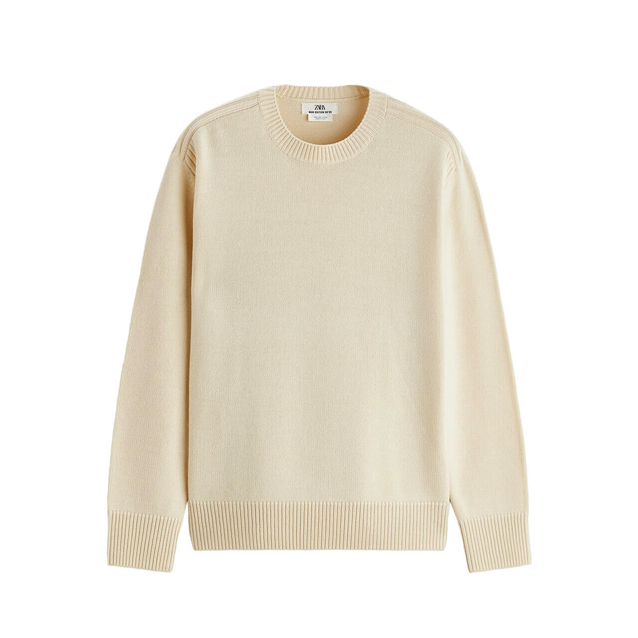 

Свитер Zara Contrast Ribbed, экрю, Серый