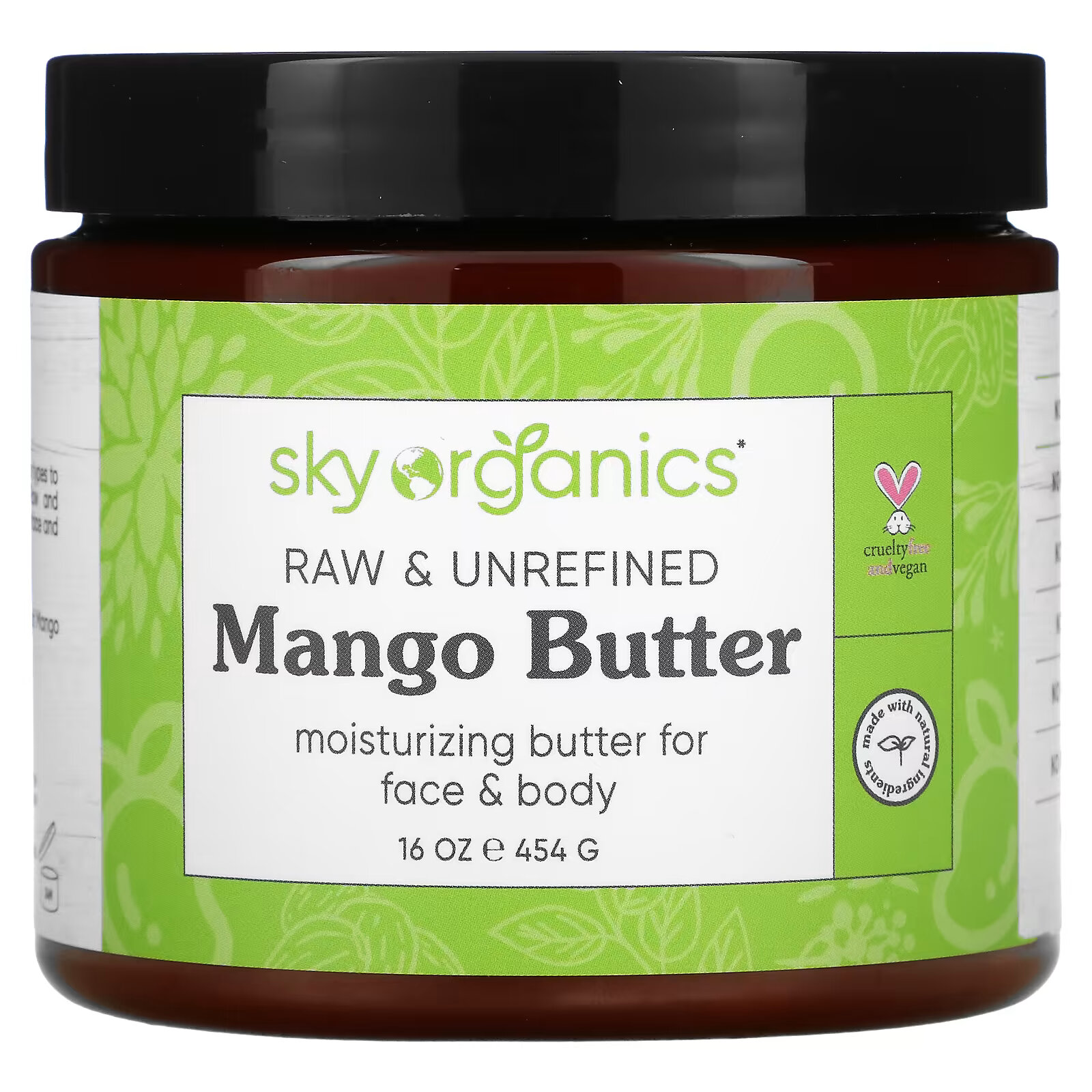 цена Sky Organics, Масло манго, сырое и нерафинированное, 454 г (16 унций)