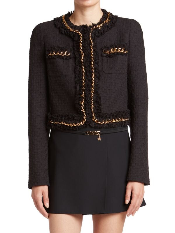 

Классический твидовый жакет с цепочкой Versace Black