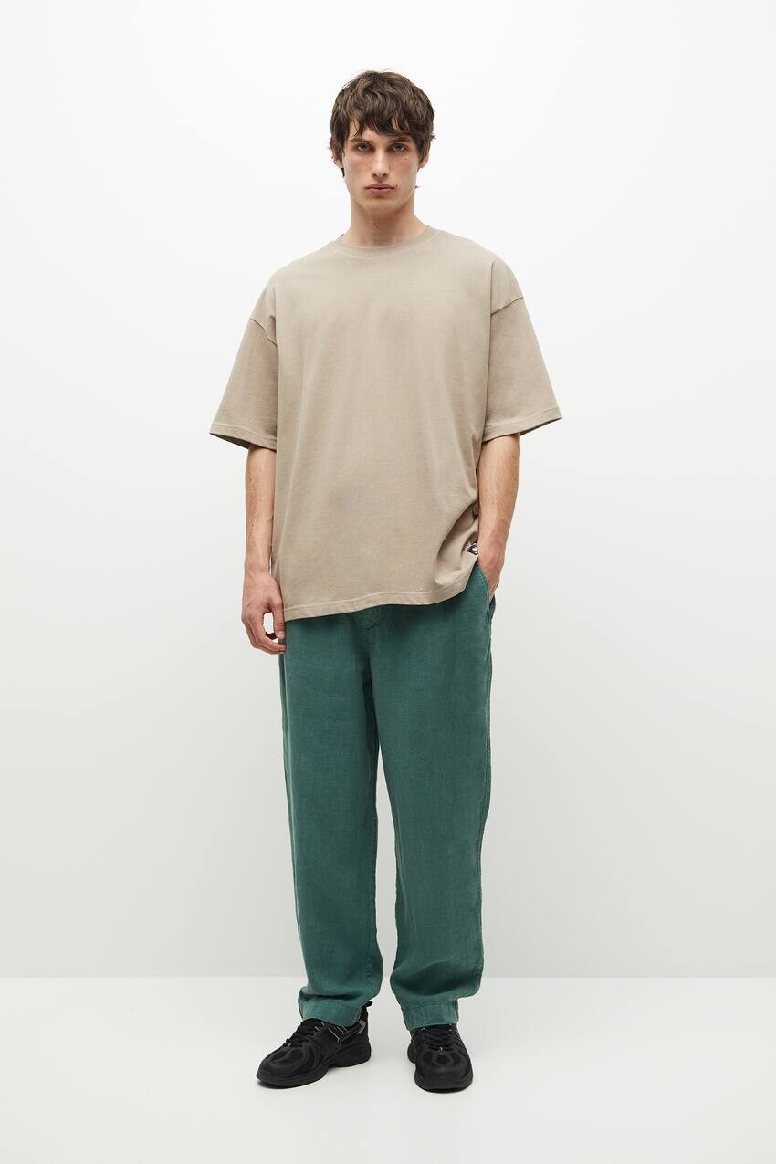 

Широкие льняные джоггеры Pull&Bear, зеленый