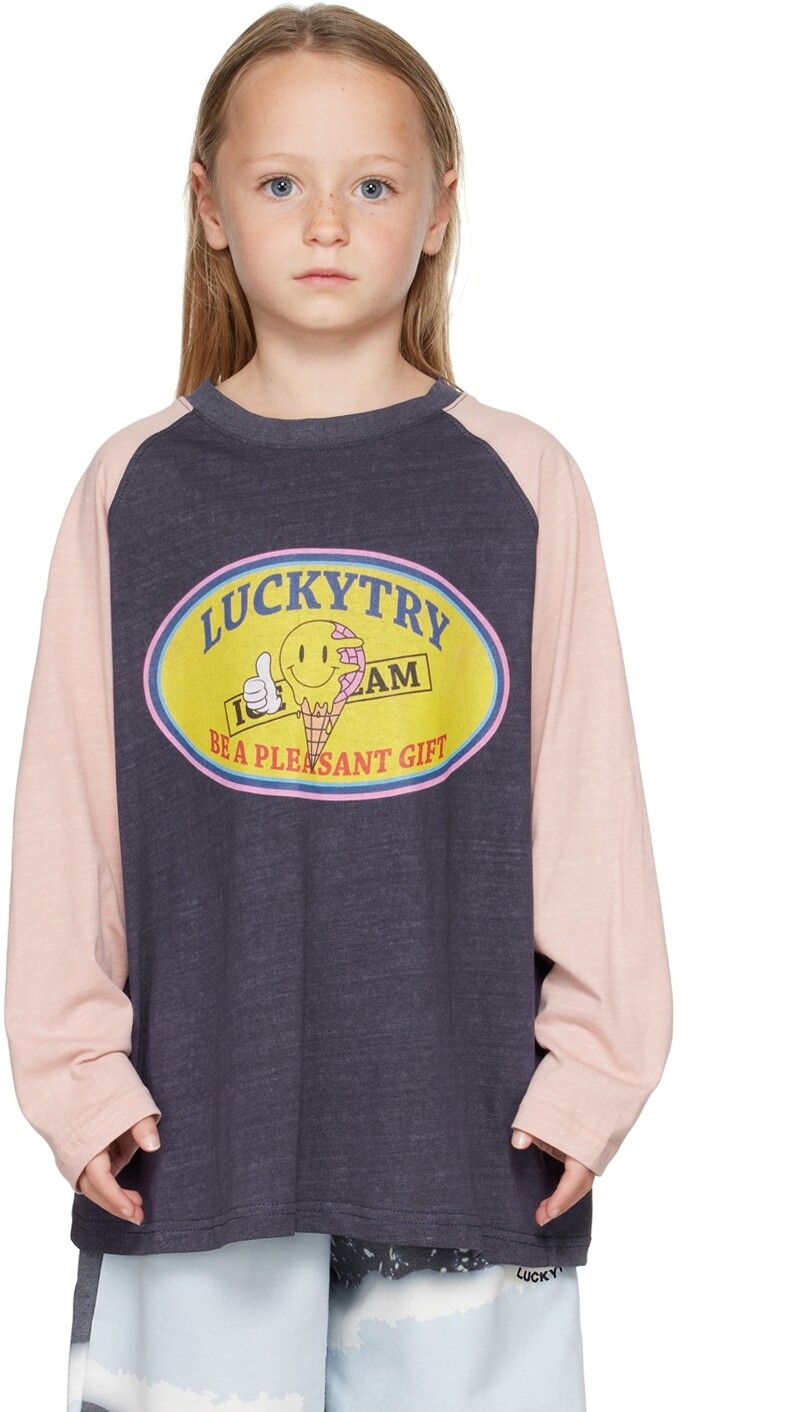 

Детская фиолетовая футболка с длинным рукавом с мороженым Luckytry