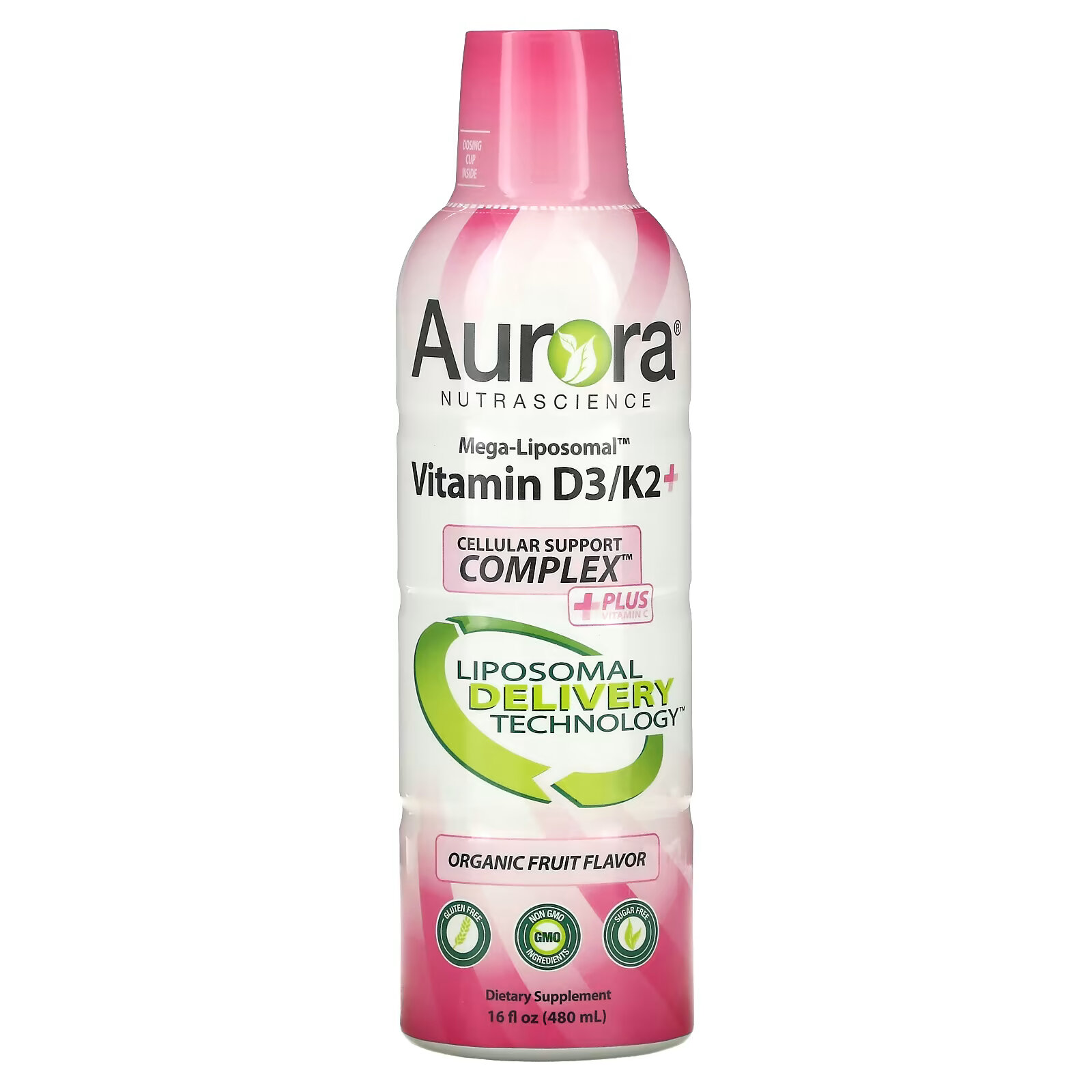 Aurora Nutrascience, Mega-Liposomal Vitamin D3+, витамин D3, органический фруктовый вкус, 9000 МЕ, 480 мл (16 жидк. унций) витамин c aurora nutrascience фруктовый вкус 3000 мг 480 мл