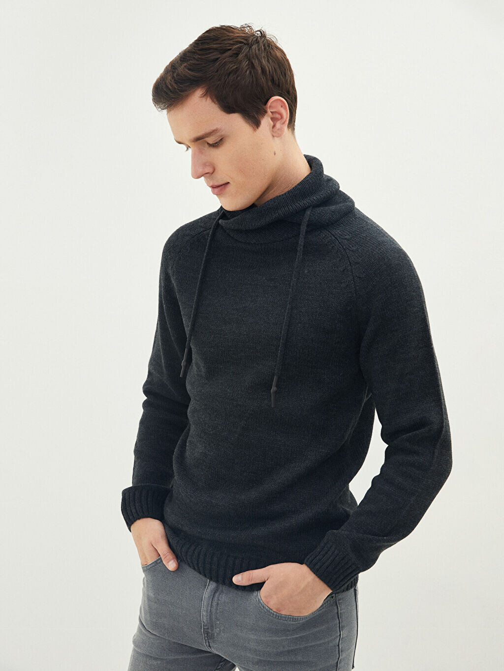 

Мужской трикотажный свитер с длинным рукавом и воротником-монашкой LCW Casual