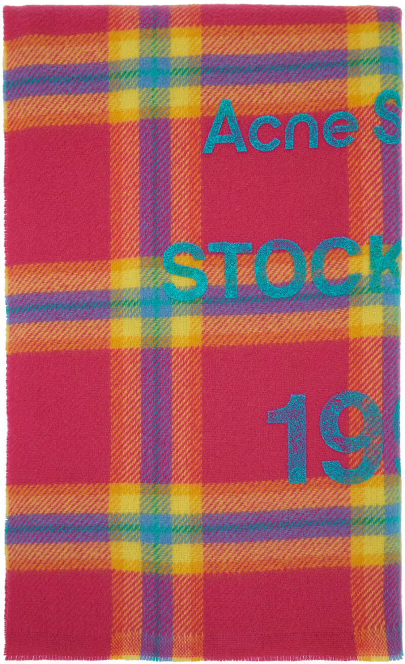 

Розовый шерстяной шарф в клетку Acne Studios
