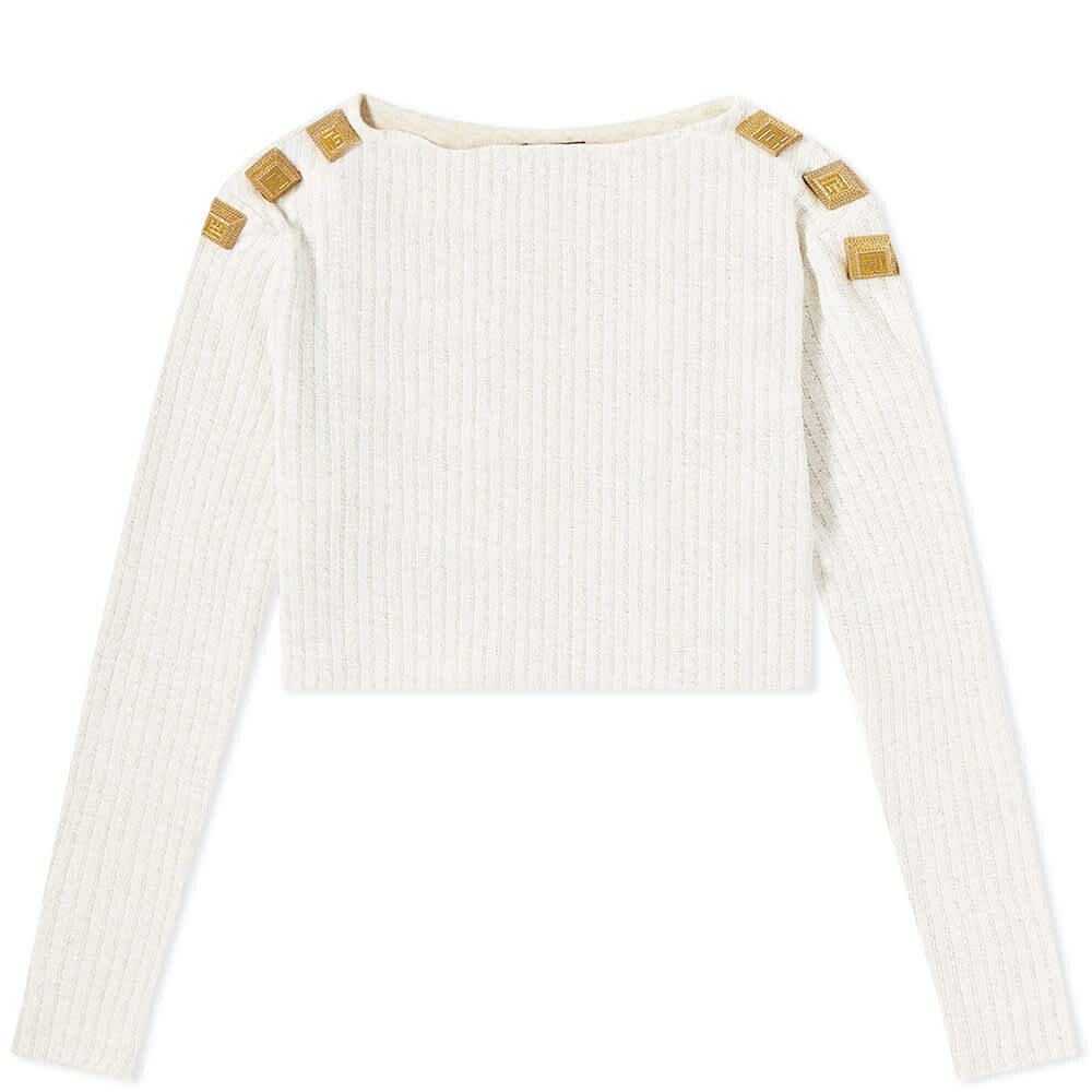 

Футболка Balmain Boat Neck Ribbed Crop Top