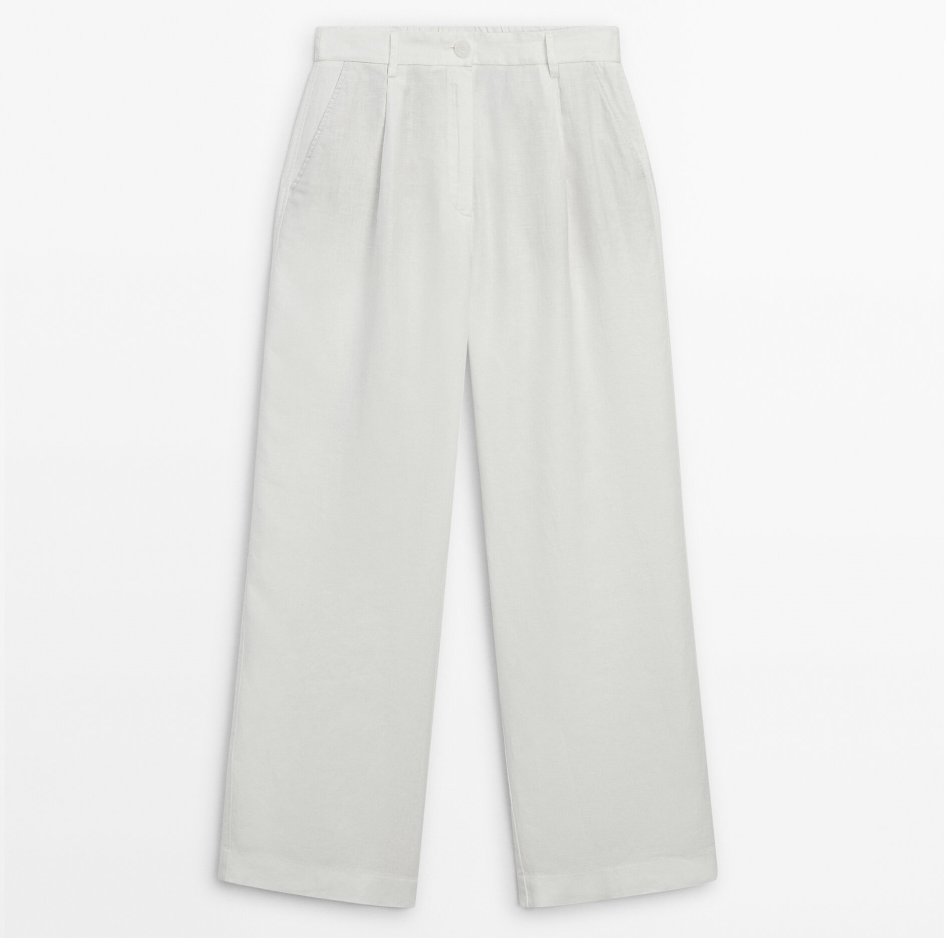 Брюки Massimo Dutti Wide-leg Linen, белый брюки massimo dutti pleated wide leg studio кремовый
