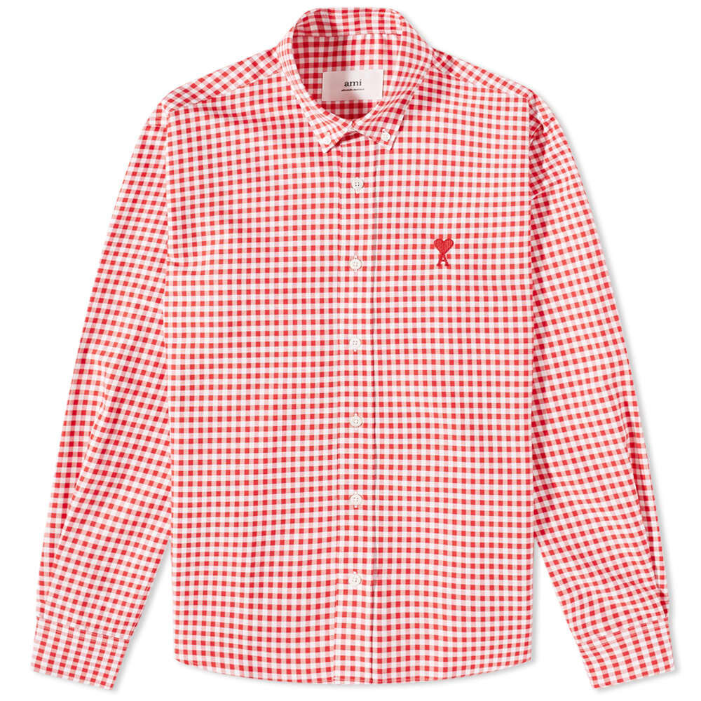 

Рубашка AMI Heart Gingham Button Down Oxford Shirt