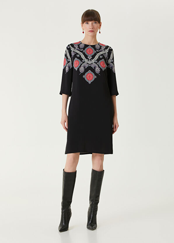 

Платье миди с узором Etro, черный