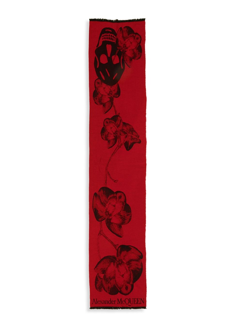 

Шарф Orchid Skull из шерсти и шелка Alexander McQueen, красный