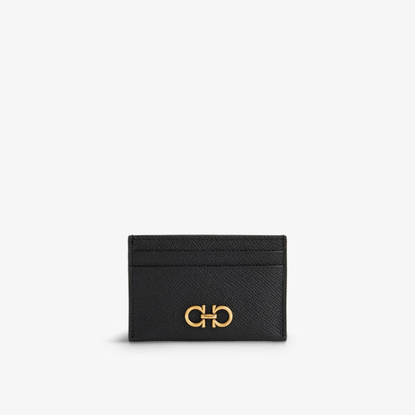 

Кожаный визитница Gancini с металлическим логотипом Ferragamo, цвет nero