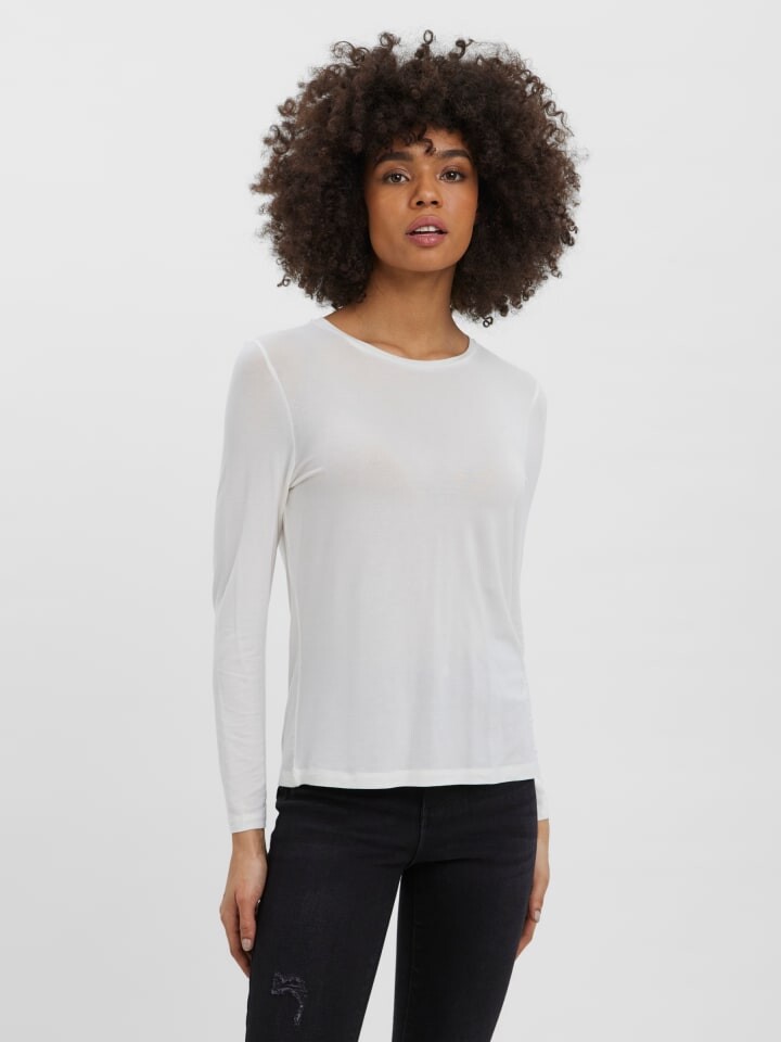 

Футболка Vero Moda Langarmshirt Regular Fit Rundhals Basic elastisch, белый