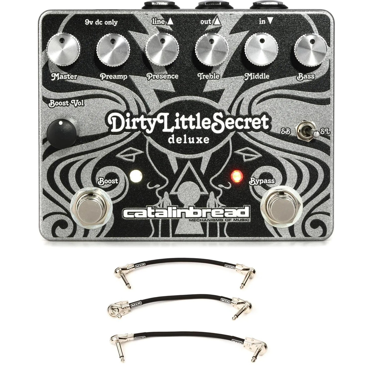 

Новая педаль ускорения Catalinbread Dirty Little Secret Deluxe Foundation с 3 соединительными кабелями