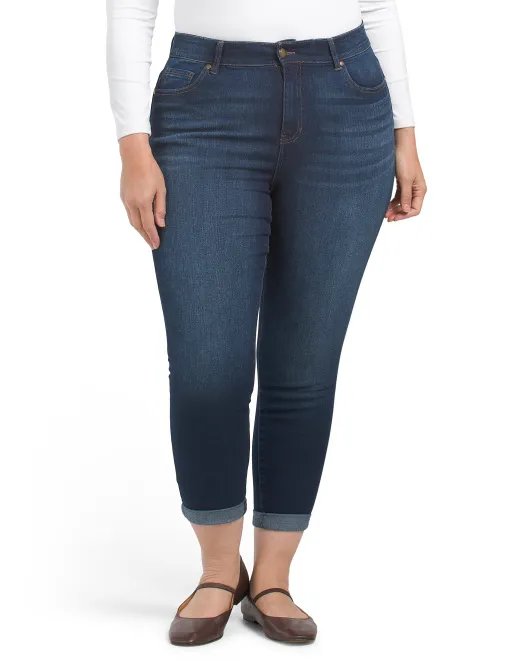 

Джинсы комфортного кроя из переработанного материала с высокой талией Plus D. Jeans, цвет Dark Carmen Rinse