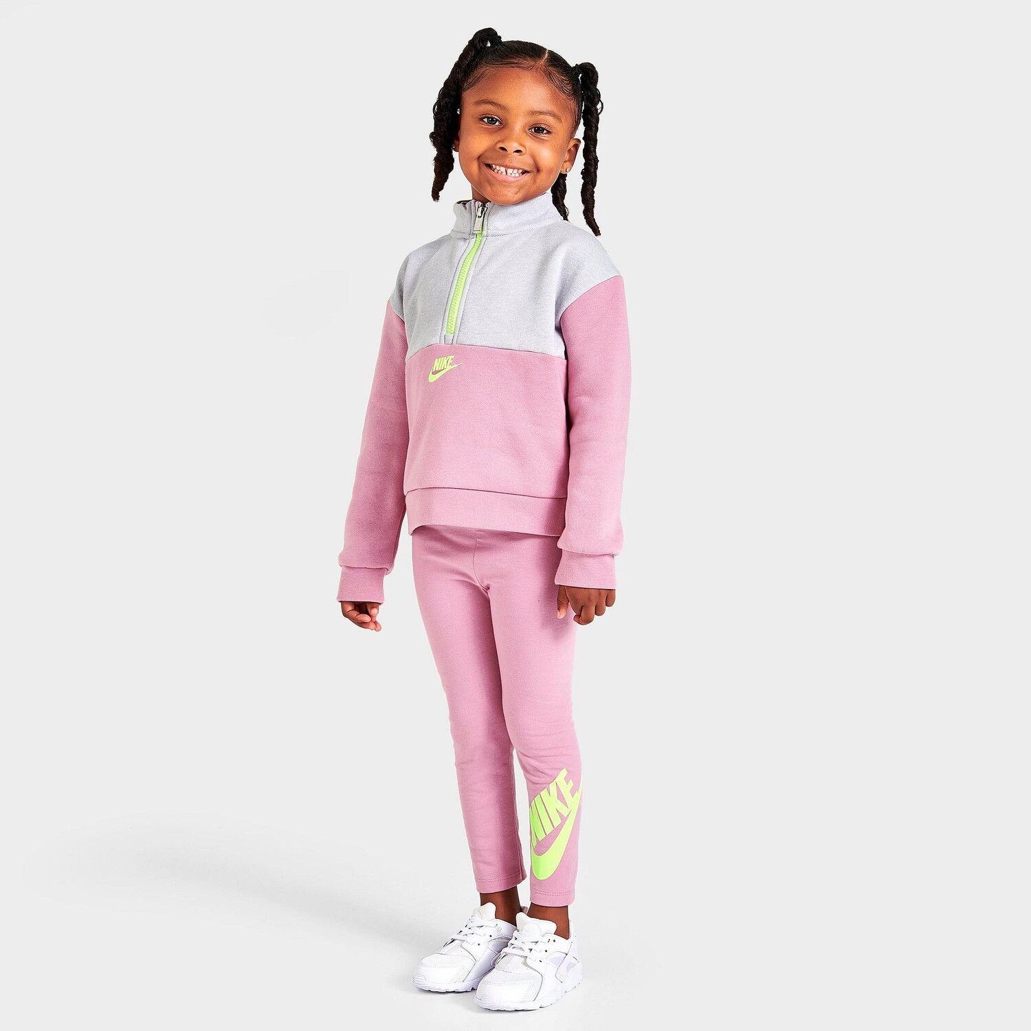 

Комплект из флисового топа и леггинсов Nike Futura для малышей для девочек с молнией до половины, розовый