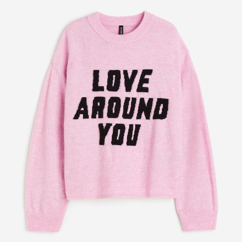

Свитер H&M Jacquard-knit Love Around You, светло-розовый