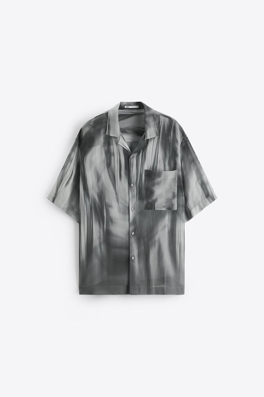 

Рубашка Zara wavy print, Антрацитово-серый