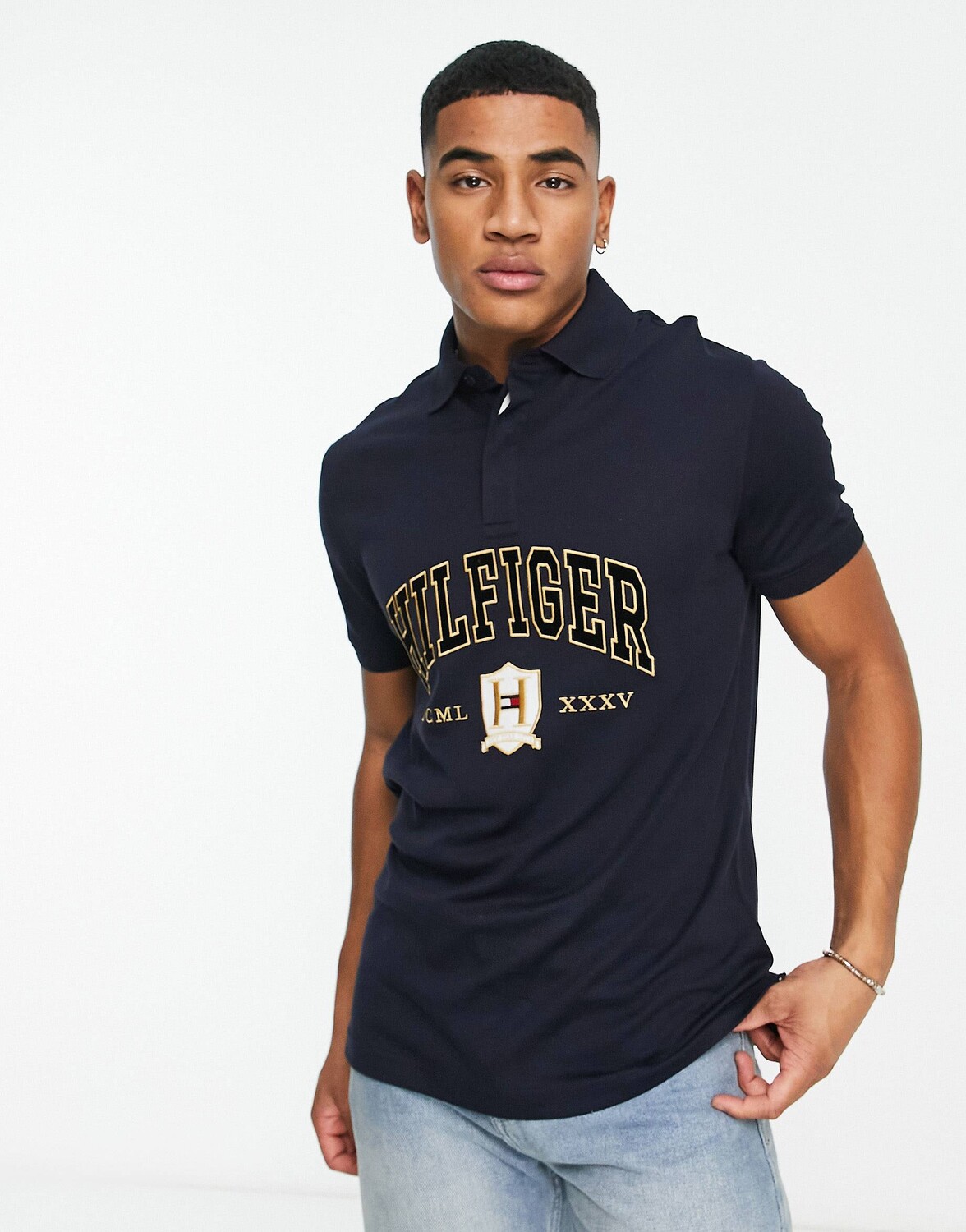 

Черная рубашка поло стандартного кроя Tommy Hilfiger icon flag
