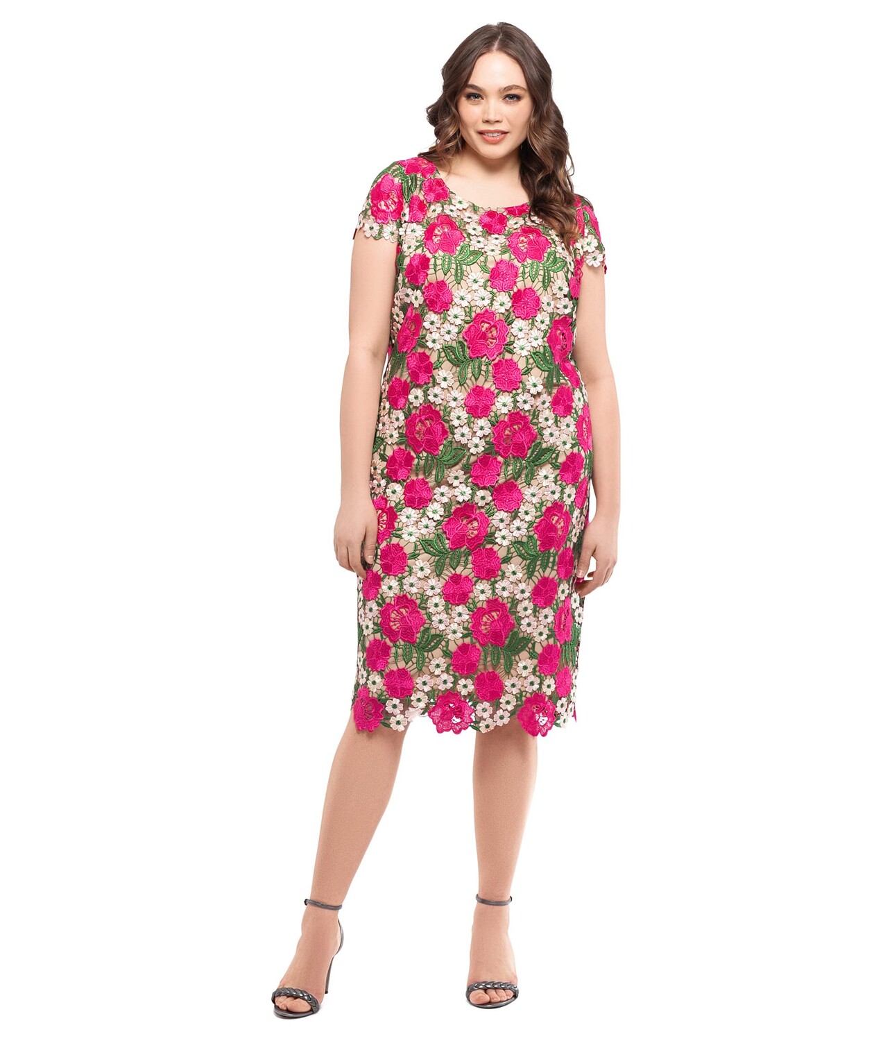 

Платье XSCAPE, Plus Size Short Sleeve Embroidered Lace Sheath