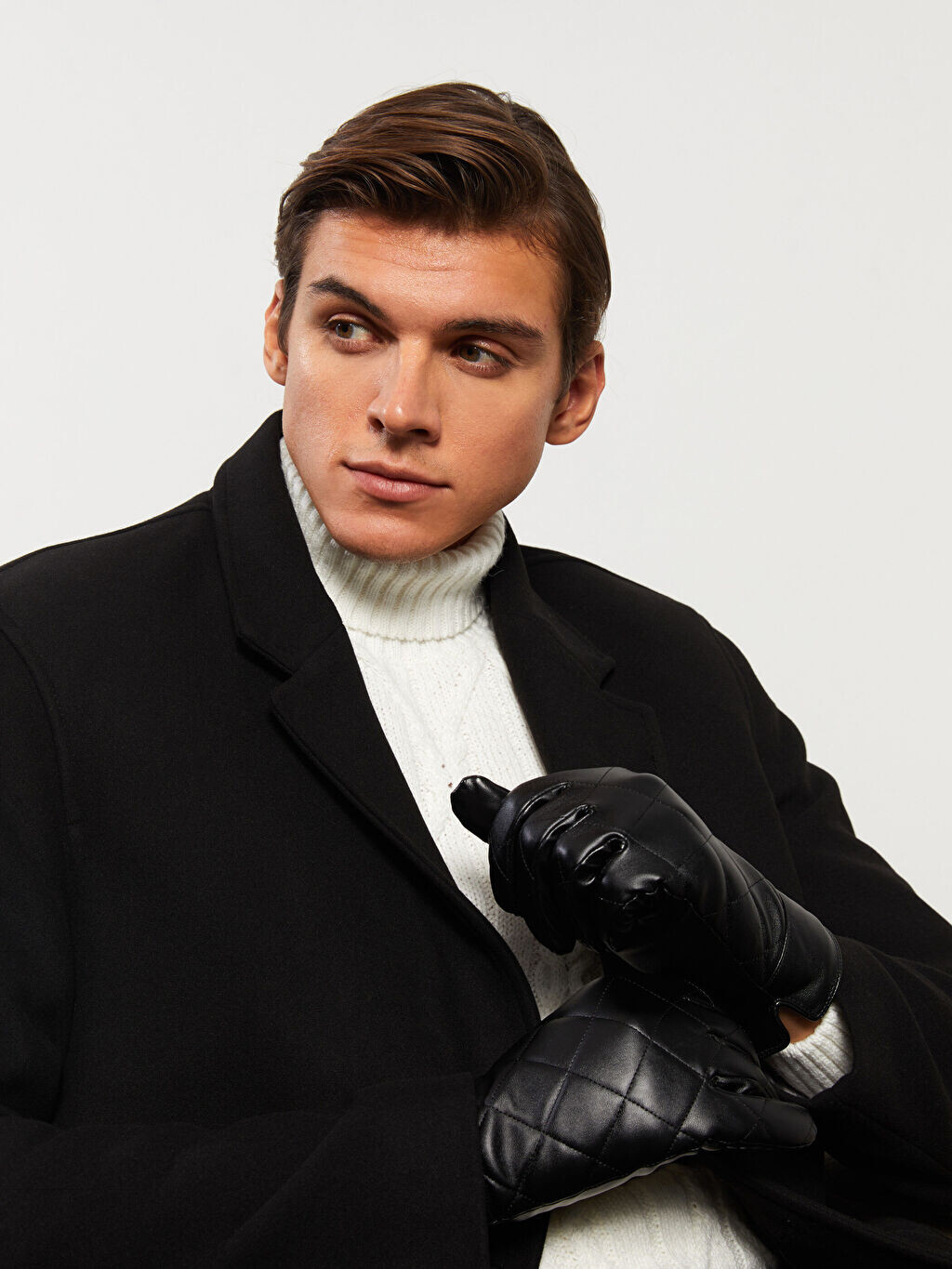 

Кожаные стеганые мужские перчатки с узором LCW Accessories