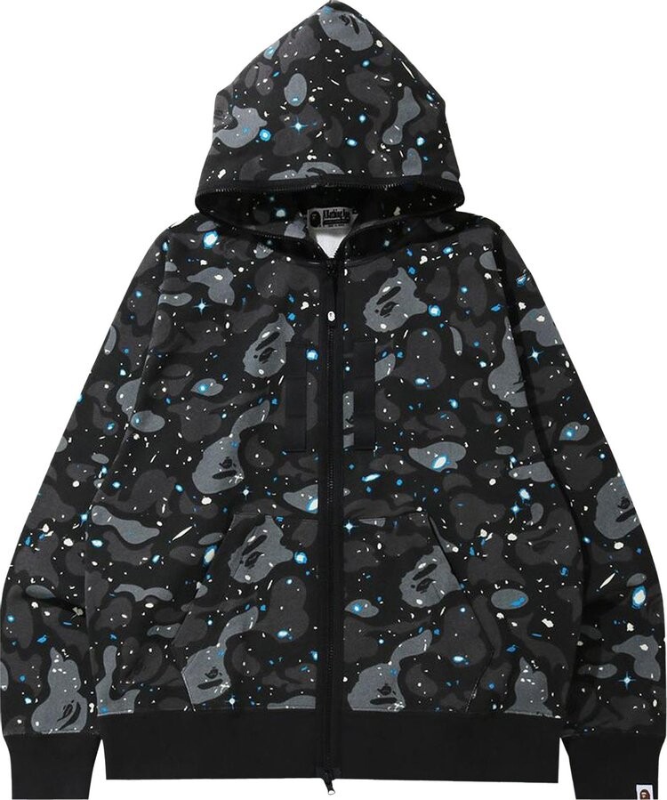 

Худи BAPE Relaxed Space Camo Full Zip Hoodie 'Black', черный